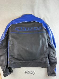 Alpinestars Motorcycle Jacket Size XL Blue Black Leather Racing