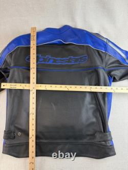 Alpinestars Motorcycle Jacket Size XL Blue Black Leather Racing