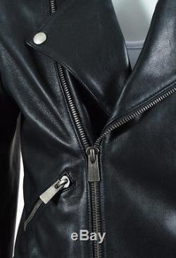 Anine Bing Black Leather Zip Up Long Sleeve Moto Jacket SZ M