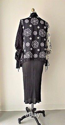 Ann Demeulemeester Embroidered and Laced Silk Drawstring Detailed Jacket Sz 40