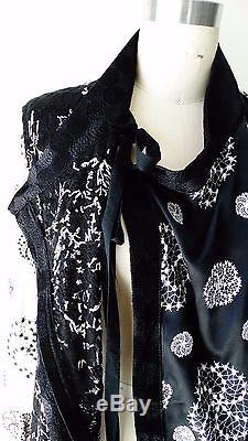 Ann Demeulemeester Embroidered and Laced Silk Drawstring Detailed Jacket Sz 40