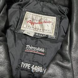Appalachian Leatherworks Thinsulate Black Leather Motorcycle Jacket Mens XL 4480