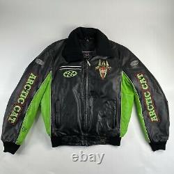 Arctic Cat Leather Jacket Large Men Black Full Zip Scotchlite 3m Thinsulate Used