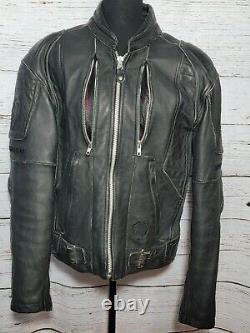 Arlen Ness Bikewear Motorcycle Black Heavyweight Leather Jacket Men's Size S