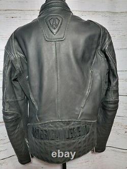Arlen Ness Bikewear Motorcycle Black Heavyweight Leather Jacket Men's Size S