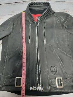 Arlen Ness Bikewear Motorcycle Black Heavyweight Leather Jacket Men's Size S