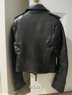 Auth. 2009 BALENCIAGA lambskin leather moto jacket dark navy blue black zips 38