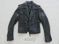 Auth. 2009 BALENCIAGA lambskin leather moto jacket dark navy blue black zips 38