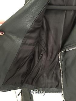 Authentic Balenciaga Dark Grey Leather Biker Jacket, FR36, Barely Worn