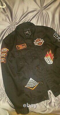 Authentic Black Pyramid Denim Biker Jacket Size X-Large