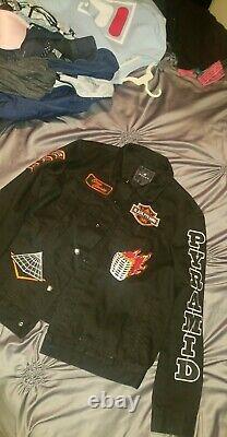 Authentic Black Pyramid Denim Biker Jacket Size X-Large