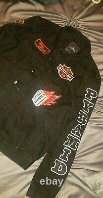 Authentic Black Pyramid Denim Biker Jacket Size X-Large