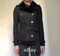 Authentic Burberry Brit Lamb Shearling Jacket In Black Xs S Uk4 Us2
