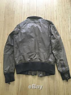 Authentic Diesel Men's Jacket Size Med Medium Grey Leather Used Coat Motorcycle