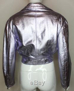 Authentic GIANNI VERSACE Vintage Runway Purple Metallic Biker Jacket XS S