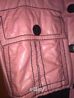 Authentic Gucci Madonna Pink Leather Biker Jacket Size 42 S