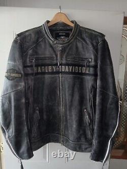 Authentic Harley Davidson Mens PASSING LINK Distressed Leather Riding Jacket 3X