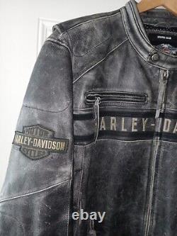 Authentic Harley Davidson Mens PASSING LINK Distressed Leather Riding Jacket 3X