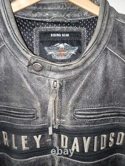 Authentic Harley Davidson Mens PASSING LINK Distressed Leather Riding Jacket 3X