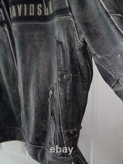 Authentic Harley Davidson Mens PASSING LINK Distressed Leather Riding Jacket 3X