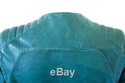 Authentic! Hunter Green/Balmain Motorcycle Leather Jacket/w Zipper/Size Small