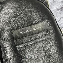 Authentic ZARA Black Faux Shearling Jacket Motorcycle Style Pre Owned Excellent