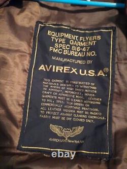 Avirex Leather Vintage Flight Jacket Type A-2 Brown Size 38
