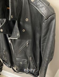 Awesome! VINTAGE BERMANS Black Leather Motorcycle Bomber Jacket Size 48L 1980's