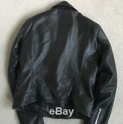 BALENCIAGA Motorcycle Moto Biker Jacket Black Leather Size 42 France US 8