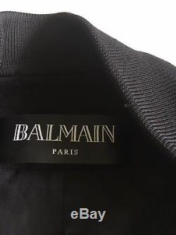 BALMAIN Authentic Black Cotton Double Zip Jacket 34 Small Mint