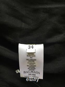 BALMAIN Authentic Black Cotton Double Zip Jacket 34 Small Mint