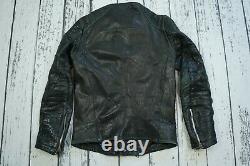 BALMAIN x H&M Black Black Grained Quilted Zippers Biker Leather Jacket EUR 46