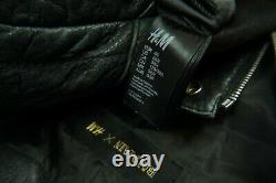 BALMAIN x H&M Black Black Grained Quilted Zippers Biker Leather Jacket EUR 46
