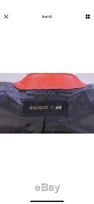 BALMAIN x H&M Black/Red Leather Slim Fit Biker Moto Jacket 38/Small