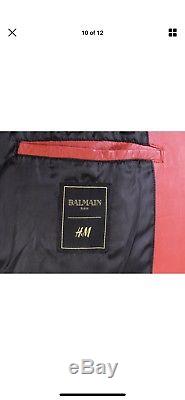 BALMAIN x H&M Black/Red Leather Slim Fit Biker Moto Jacket 38/Small