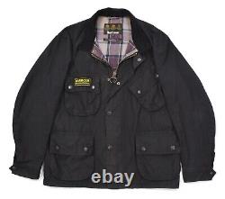 BARBOUR International Trials Jacket Coat Black Wax Tartan Size M