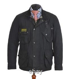 BARBOUR International Trials Jacket Coat Black Wax Tartan Size M