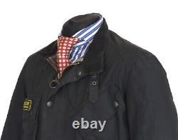 BARBOUR International Trials Jacket Coat Black Wax Tartan Size M