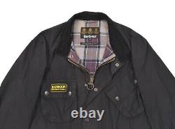 BARBOUR International Trials Jacket Coat Black Wax Tartan Size M