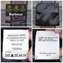 BARBOUR International Trials Jacket Coat Black Wax Tartan Size M