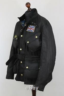 BARBOUR UNION JACK INTERNATIONAL JACKET AW 17 size XL Waxed Cotton Biker Belted