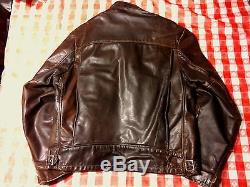 Beautiful Vintage Schott Size 44 Dk Brown Motorcycle Leather Jacket