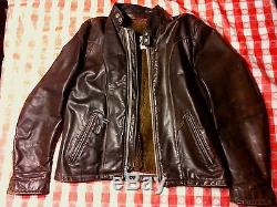 Beautiful Vintage Schott Size 44 Dk Brown Motorcycle Leather Jacket