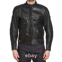 BELSTAFF Black Leather Motorcycle Jacket Protectors Size 44 Made in UK