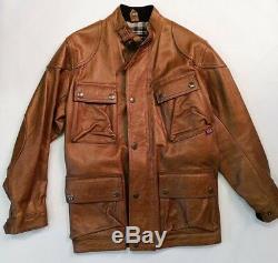 BELSTAFF PANTHER Brown Cognac Leather Jacket Size EU 44 UK Medium Chest M Rare