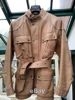 BELSTAFF PANTHER CLASSIC LEATHER BELTED JACKET LIGHT BROWN RRP £1000 Size 44 S/M
