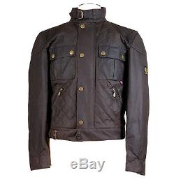 BELSTAFF Sz S Brooklands Mojave Moto Waxed Jacket Quilted Dark Brown