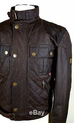 BELSTAFF Sz S Brooklands Mojave Moto Waxed Jacket Quilted Dark Brown