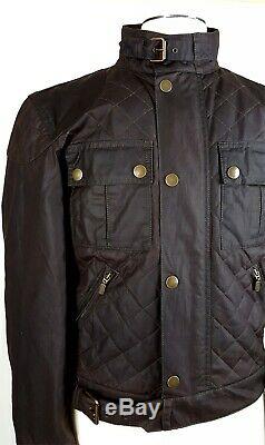 BELSTAFF Sz S Brooklands Mojave Moto Waxed Jacket Quilted Dark Brown