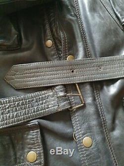 BELSTAFF Thick Leather Jacket 1966 PANTHER Black XXXL Mens Gold Very Rare